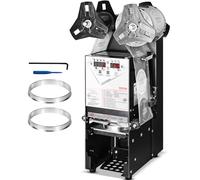 VEVOR Machine à sceller tasses entièrement automatique, 500-650 tasses/h, scelleuse électrique à thé Boba 180 mm haut 90/95 mm panneau LCD de commande numérique pour thé au lait à bulles, café, noir