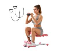 VEVOR Machine à Squat Assisté Appareil d'Entraînement des Fessiers Réglable, pour Quadriceps Bas du Corps Maison Gym, Appareil à Sissy Squat Pliable, avec 3 Bandes de Résistance, Rose et Blanc