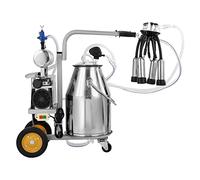 VEVOR Machine à traire électrique pour vaches, seau inox 304 25 L, trayeuse sous vide à pulsation auto, trayeuse portable avec gobelets et tubes en silicone de qualité alimentaire, pression réglable