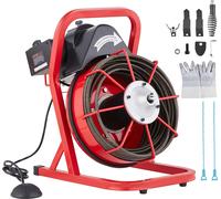 VEVOR Machine de nettoyage de tuyaux 75 pieds x 3/8 pouces, spirale d'égout à alimentation manuelle, machine électrique de nettoyage de tuyaux 250 W avec 4 coupeurs et pédale de commande activée par l