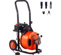 VEVOR Déboucheur Électrique de Canalisation 23 m x 12,7 mm Machine de Nettoyage de Tuyaux Alimentation Auto Nettoyeur Tubes Pro 4 Coupeurs Commande à Pied pour Tuyaux 50-100 mm WC Égouts Toilettes