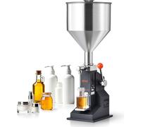 VEVOR Machine de remplissage 5-50 ml Machine de remplissage de liquide manuelle en acier inoxydable de qualité alimentaire 304 Silicone PTFE Filling Machine Incl. deux buses 4 mm / 8 mm idéale pour re