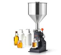 VEVOR Machine de Remplissage de Liquide Pâte Manuelle 5-100 mL Remplisseuse de Bouteille Réglable Acier Inoxydable avec Trémie pour Lait, Eau, Jus, Huile Essentielle, Shampoing, Miel, Crème Cosmétique