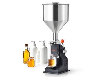 VEVOR Machine de Remplissage de Liquide Pâte Manuelle 5-100 mL Remplisseuse de Bouteille Réglable Acier Inoxydable avec Trémie pour Lait, Eau, Jus, Huile Essentielle, Shampoing, Miel, Crème Cosmétique