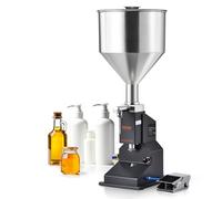 VEVOR Machine de Remplissage de Liquide Pâte Pneumatique 5-50 mL Remplisseuse de Bouteilles en Acier Inoxydable avec Pédale pour Lait, Eau, Jus, Huile Essentielle, Shampoing, Miel, Lotion Cosmétique