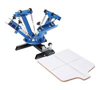 VEVOR Machine de Sérigraphie 4 Couleurs 1 Station Presse à Sérigraphie Plateau 54 x 45 cm Machine d'Impression à Écran Rotative à 360° pour Impression à Plat T-shirt Vêtements Bois Plastique Papier