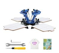 VEVOR Machine de Sérigraphie 4 Couleurs 4 Stations Presse à Sérigraphie Plateau 54 x 45 cm Machine d'Impression à Écran Rotative à 360° pour Impression à Plat T-shirt Vêtements Bois Plastique Papier
