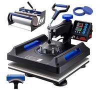 VEVOR Machine de transfert thermique 380 x 380 mm Machine de pressage à chaud 5 en 1 avec presse à tambour 0,85 kg pressage numérique pour T-shirts oscillant 360° pour tasses/assiettes, noir + bleu