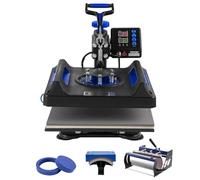 VEVOR Machine de transfert thermique 380 x 380 mm Machine de pressage à chaud 5 en 1 avec presse à tambour 0,85 kg pressage numérique pour T-shirts oscillant 360° pour tasses/assiettes, noir + bleu