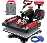 VEVOR Machine Impression Textile 5 en 1 Presse à Chaud Rouge 29x38 cm Imprimante Presse Machine de Sublimation 1000W Presse de Chaleur Multifonctionnel pour T-shirts Casquettes Chapeaux Tasses Plaques