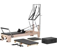 VEVOR Machine Pilates Reformer en bois d'hévéa pour gymnase, appareil de musculation à double résistance, boîte Reformer, tremplin, pour avancés & débutants, jusqu'à 181,44 kg