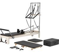 VEVOR Machine Pilates Reformer pour utilisation en salle de fitness à domicile, appareil de musculation à double résistance, Reformer-Box & tremplin, pour avancés & débutants, jusqu'à 181,44 kg