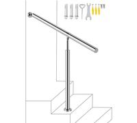 VEVOR Main courante 1 marche Rampe d'escalier en acier inoxydable pour l'intérieur ou l'extérieur Rampes de marches Mains courantes en métal pour marches, 80 x 90 cm, argent