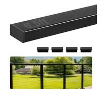 VEVOR Main Courante de Garde-corps Balcon, 198 cm, Rampe d'Escalier Rectangulaire en Acier Inoxydable, avec Embouts, Revêtement Noir Mat, pour Couloirs, Escaliers Intérieurs et Extérieurs, Terrasses