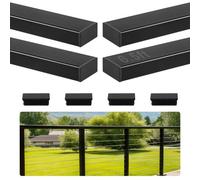 VEVOR Main Courante de Garde-corps Balcon, 198 cm, Rampe d'Escalier Rectangulaire, Lot de 4, Acier Inox, avec Embouts, Revêtement Noir Mat, pour Couloirs, Escaliers Intérieurs et Extérieurs, Terrasses