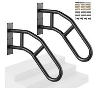 VEVOR Main courante d'escalier pour marche extérieur, 737 mm, rampe de sécurité murale U pour 1-3 marches, finition noire mate, rampe escalier pour personnes âgées, femmes enceintes, handicapées, 2PCS