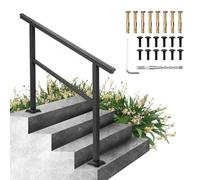 VEVOR Main courante pour escalier extérieur 120 x 90 cm Main courante d'extérieur réglable de 0 à 30 degrés Main courante pour escaliers d'extérieur en aluminium noir pour 3 à 4 marches