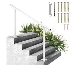 VEVOR Main Courante Escalier 152,8 x 91 cm Rampe 0 à 5 étapes Rambarde Aluminium Robuste Capacité de Charge 70 kg Accessoires Complets pour Divers Escaliers Intérieurs et Extérieurs Blanc