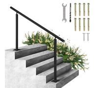 VEVOR Main Courante Escalier 152,8 x 91 cm Rampe Escalier Noir Capacité de 70 kg Balustrade Escalier 0 à 5 Étapes Aluminium Robuste Accessoires Complets pour Divers Escaliers Intérieurs et Extérieurs