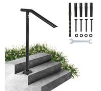 VEVOR Main Courante Escalier 71,3x101,5 cm Rampe Escalier en Fer Rambarde 1-3 Marches Garde-Corps Capacité 200 kg Épaisseur du Tube 2 mm Base 13,5x13,5 cm pour Jardin Extérieur, Bâtiment Résidentiel