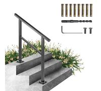 VEVOR Main Courante Escalier 91x89,5 cm Rampe Aluminium Réglable 0-30° Rambarde 2-3 Marches Garde-Corps Capacité 75 kg Épaisseur Tube 2 mm Base 13,2x13,2x0,5 cm pour Jardin Extérieur Maison Bâtiment