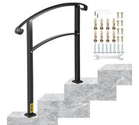 VEVOR Main Courante Escalier Fer Forgé Rampe Escalier 3 Marches Garde-Corps 63,5 cm Hauteur Max des Marches 52,5 cm rambarde Extérieur Intérieur pour Balcon Terrasse Maison Jardin Hôtel Porche Noir