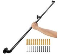 VEVOR Rampe Escalier Murale 1,52m Main Courante Acier Carbone Garde-Corps Métal Capacité Charge 200 kg/Tube Rambarde en 2 Tubes 32 mm 3 Supports Muraux pour Enfants Personnes Âgées Intérieur Extérieur
