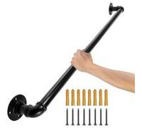 VEVOR Rampe Escalier Murale 0,9 m Main Courante Acier Carbone Garde-Corps en Métal Capacité Charge 200 kg/Tube Rambarde en Tube 32 mm 2 Supports Muraux pour Enfants Personnes Âgées Intérieur Extérieur