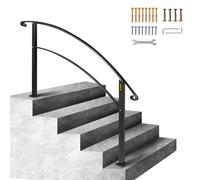 VEVOR Main Courante Rampe Escalier Réglable Garde-Corps Rambarde Escalier Balustrade 5 Marches Fer Forgé Noir