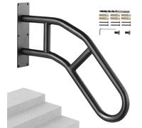 VEVOR Main courante pour escaliers extérieurs, 73,7 cm de long, pour montage mural de 1 à 3 marches, main courante en forme de U avec surface noire mate, main courante d'escalier pour enfants,