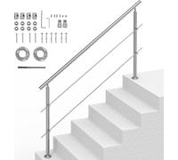 VEVOR Rampe Escalier Main Courante pour Extérieur 180 cm 2 Barres Transversales
