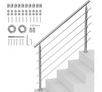 VEVOR Mains courantes pour escaliers extérieurs, longueur 59 pouces, 5 barres transversales, kit de main courante d'escalier, rampe de transition en inox avec kit de montage, mains courantes d'escalie
