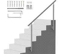 VEVOR Mains courantes pour escaliers extérieurs, set de rampes d'escalier de 59 pouces/150 cm, rampes de transition en acier inoxydable avec kit de montage, mains courantes d'escalier à double colonne