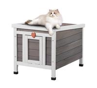 VEVOR Maison pour chat d'extérieur en bois avec toit et porte PVC