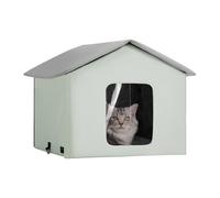 VEVOR Maison Chat Chauffante, Niche Chat Extérieur avec Coussin Chauffant, Température Réglable, Minuterie, Abri Hiver pour Chats Pliable en Tissu Oxford 600D Confortable pour Rester au Chaud, Vert, M