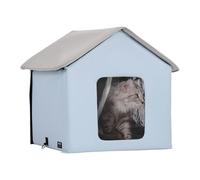VEVOR Maison Chat Chauffante, Niche Chat Extérieur avec Coussin Chauffant, Température Réglable, Minuterie, Abri Hiver pour Chats Pliable en Tissu Oxford 600D Confortable pour Rester au Chaud, Bleu, S