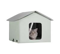 VEVOR Maison Chat Chauffante, Niche Chat Extérieur avec Coussin Chauffant, Température Réglable, Minuterie, Abri Hiver pour Chats Pliable en Tissu Oxford 600D Confortable pour Rester au Chaud, Vert, M