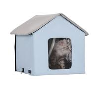 VEVOR Maison Chat Chauffante, Niche Chat Extérieur avec Coussin Chauffant, Température Réglable, Minuterie, Abri Hiver pour Chats Pliable en Tissu Oxford 600D Confortable pour Rester au Chaud, Bleu, S