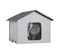 VEVOR Maison Chat Chauffante, Niche Chat Extérieur avec Coussin Chauffant, Température Réglable, Minuterie, Abri Hiver pour Chats Pliable en Tissu Oxford 600D Confortable pour Rester au Chaud, Gris, M