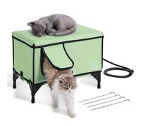 VEVOR Maison Chat Surélevée Chauffante, Niche Chat Extérieur avec Coussin Chauffant, Abri d'Hiver pour Chats Pliable en Tissu Oxford 900D pour Rester au Chaud, Vert, L