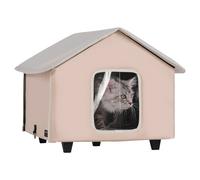 VEVOR Maison Chat Surélevée Chauffante, Niche Chat Extérieur avec Coussin Chauffant, Température Réglable, Minuterie, Abri Hiver pour Chats Pliable en Tissu Oxford 600D pour Rester au Chaud, Marron, M