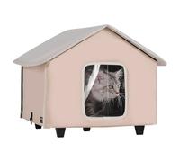 VEVOR Maison Chat Surélevée Chauffante, Niche Chat Extérieur avec Coussin Chauffant, Température Réglable, Minuterie, Abri Hiver pour Chats Pliable en Tissu Oxford 600D pour Rester au Chaud, Marron, M