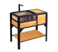 VEVOR Maison pour Tortues, Habitat pour Tortues Intérieur Extérieur, Enclos en Bois pour Tortues avec Support d'Éclairage, Pieds de Support, Cage pour Reptiles, Petits Animaux, Gecko, Lézard, Serpent