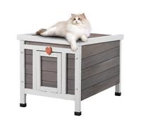 VEVOR Maison Cabane pour Chat d'Extérieur en Bois Abri avec Toit Porte en PVC