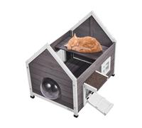 VEVOR Maison Cabane pour Chat d'Extérieur en Bois Abri avec Toit Porte Fenêtre