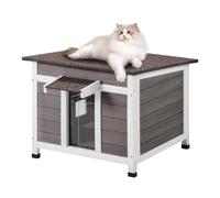 VEVOR Maison Cabane pour Chat d'Extérieur en Bois Abri avec Toit Porte Fenêtre