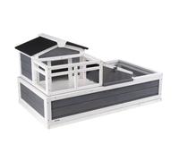 VEVOR Maison pour Tortues, Habitat pour Tortues avec Balcon et 2 Étages, Enclos en Bois pour Tortues Intérieur Extérieur avec Rampe, Plateau, Toit Ouvrable, Grande Cage pour Reptiles, 112x65x61,5 cm