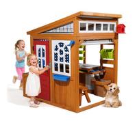 VEVOR Maisonnette pour Enfants 3-10 Ans, Maison de Jeu Extérieur pour Tout-petits en Bois, Cabine de Jardin pour Enfants avec Nid d'Oiseau, Sonnette, Poubelle, Mur Anti-gravité, Poche de Rangement