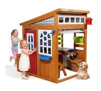 VEVOR Maisonnette pour Enfants 3-10 Ans, Maison de Jeu Extérieur pour Tout-Petits en Bois, Cabine de Jardin pour Enfants avec Nid d'Oiseau, Sonnette, Poubelle, Mur Anti-gravité, Poche de Rangement