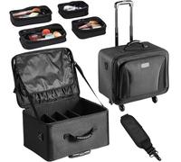 VEVOR Mallette de Maquillage à roulettes 3 Niveaux Valise de Rangement Transport Pratique avec Poignées, Sangle, Boîte Trousse Maquillage Professionnelle Imperméable Oxford Cadeau de Maquillage, Noir